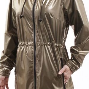 NWT Totes Recycled Metal Rain Jacket With Reflective Zipper Sz L/XL  color Gold